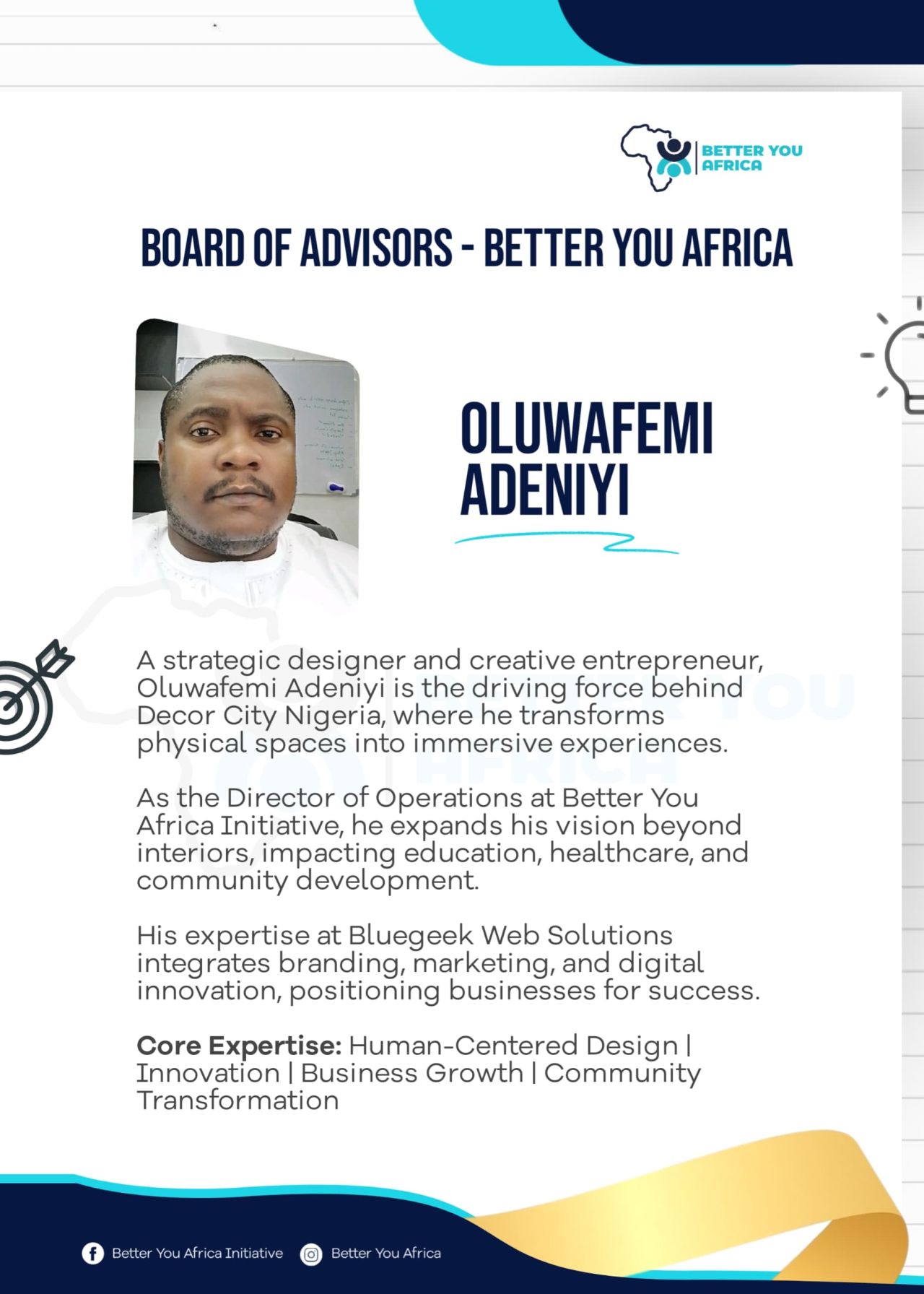 Adeniyi Oluwafemi - Board of Advisor - Better You Africa Initiative