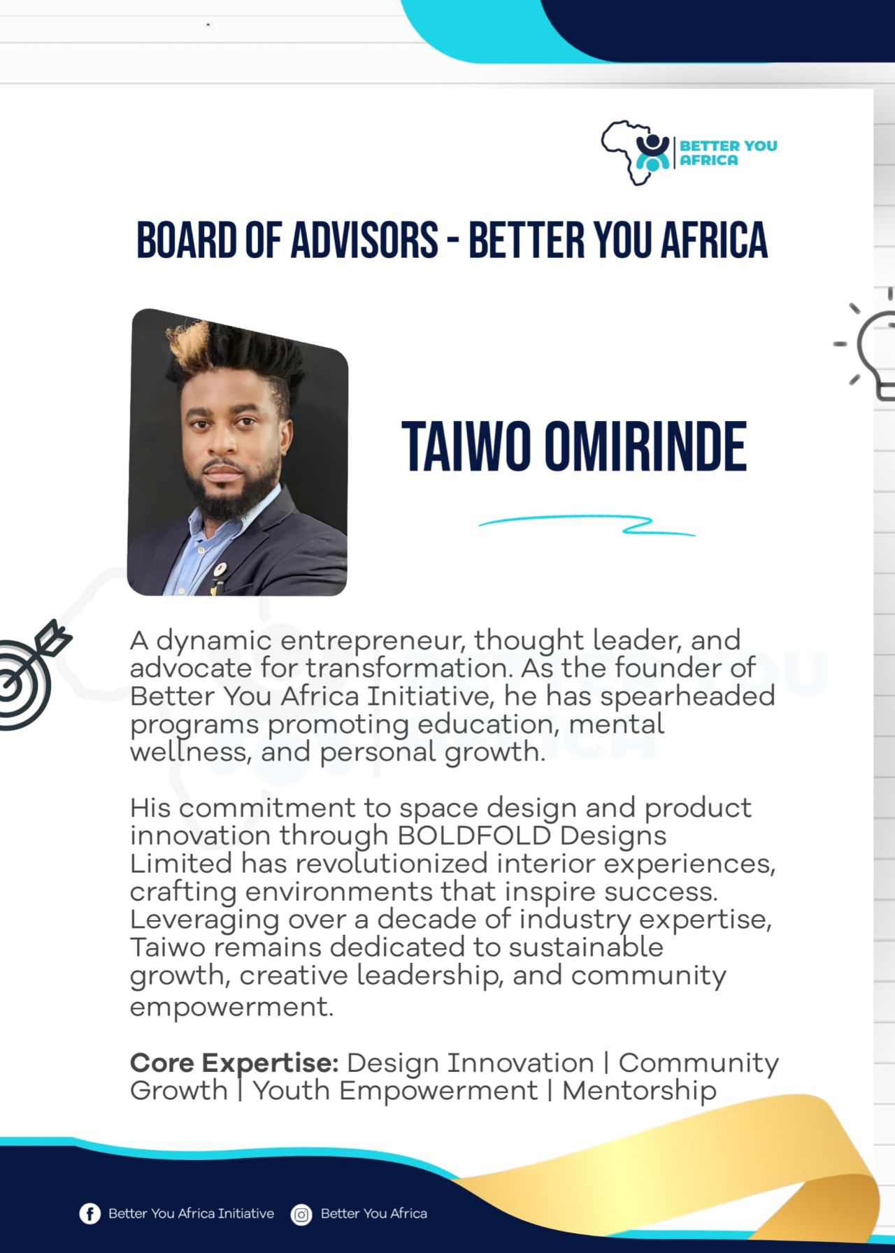Taiwo Omirinde - Board of Advisor - Better You Africa Initiative
